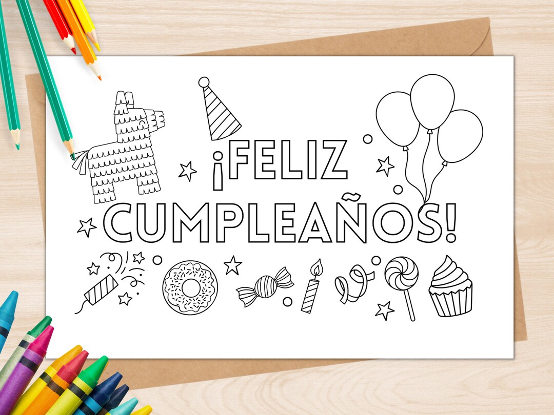 Instant Download Birthday Coloring Card, Printable Coloring Greeting ...