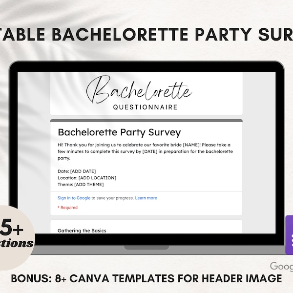 Editable Bachelorette Party Planning Questionnaire, Bridesmaid Bachelorette Party Survey, Editable Google Form for Bachelorette Party