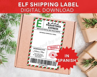 Spanish Elf Shipping Label, Printable Christmas Elf Label, Santa Shipping, Spanish Elf Arrival Package, Elfo Duende Navideño, Sello