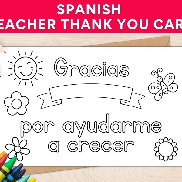 Spanish Teacher Thank You Card Printable, Teacher Appreciation Gifts, End of Year Teacher Card, Teacher Gifts Personalized, Instant Download