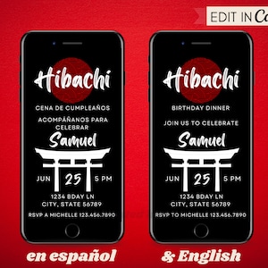 Hibachi Invitation, Dinner Party Invitation, Hibachi Night Invite, Digital Invitation Template, Text Message Mobile Phone Digital Invite