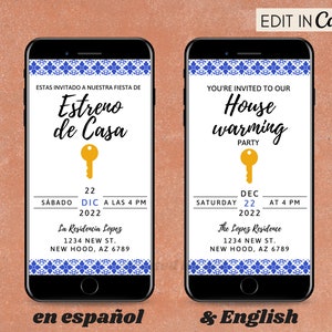Housewarming Party Invitation, Estreno de Casa Invite, Digital Invite Template, Text Message Mobile Phone Digital Invite, Instant Download
