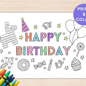 Biglietto d'auguri da colorare stampabile per compleanno, biglietto d'auguri da colorare con download istantaneo, biglietto d'auguri spagnolo, biglietto d'auguri colorabile, stampa e colore