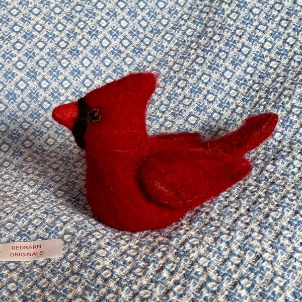 Kit Cardinal Needle Felting Kit  Easy Craft Kit Red Bird Kit Needle Felted Birds Fiber Art DIY Felting Wool