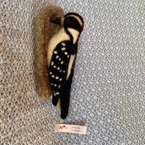 Kit Woodpecker Needle Felting Kit Wool  DIY Felting Kit Fiber Art Felt Bird Kit Felting Needles Included Downy Woodpecker Craft Kit
