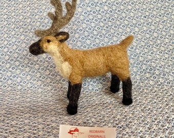 Kit Reindeer Needle Felting Kit For 2 Deer Wool  DIY Felting Kit Fiber Art Felt Animal Kit Felting Needles Included Reindeer Craft Kit