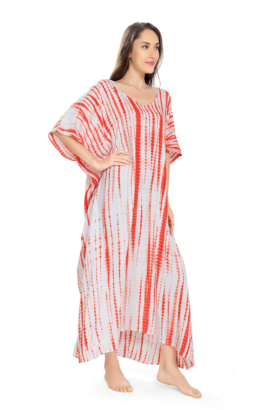 Orange Kaftan Dress Hand Tie Dyed Kaftan One Size Dresspool Etsy