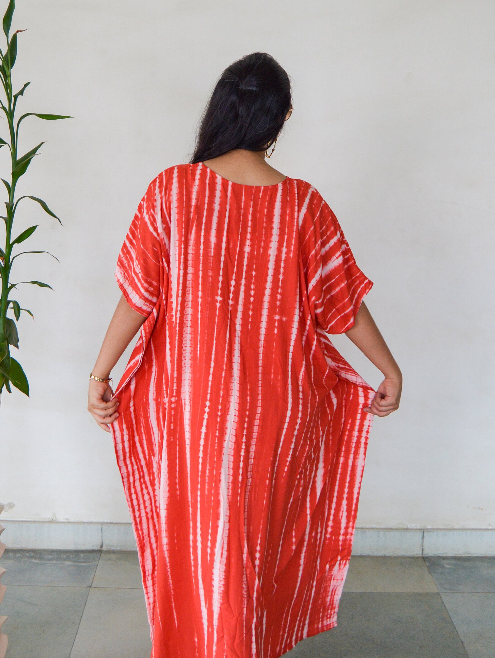 Orange Kaftan Dress, Hand Tie Dyed Kaftan, One Size Dress,pool Party Dress, Tie Dye Dress