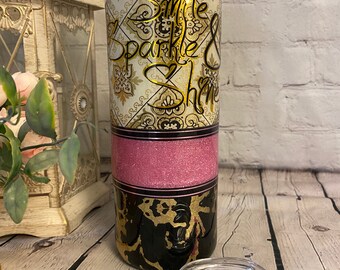 SMILE SPARKLE and SHINE Handmade 20oz Stainless Steel Tumbler w/Lid & Straw