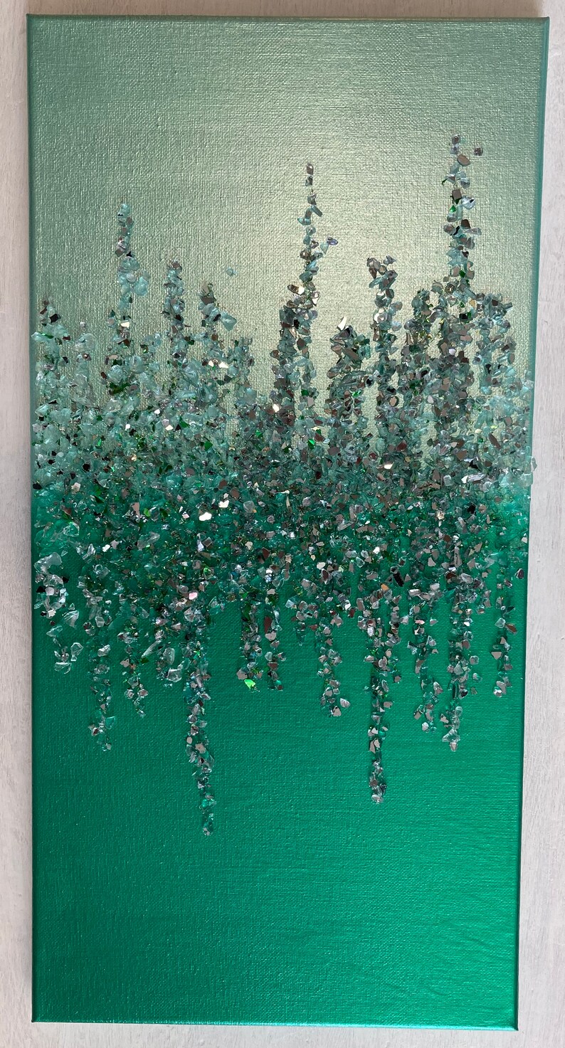 Beautiful Green Bling Acrylic Canvas Art | Etsy