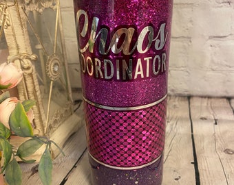 CHAOS COORDINATOR Handmade Stainless Steel Tumbler 20oz Stainless Steel w/Lid and straw
