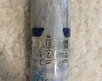 MERRY CHRISTMAS Blue Country Stainless Steel Tumbler 20oz Stainless Steel w/Lid and straw