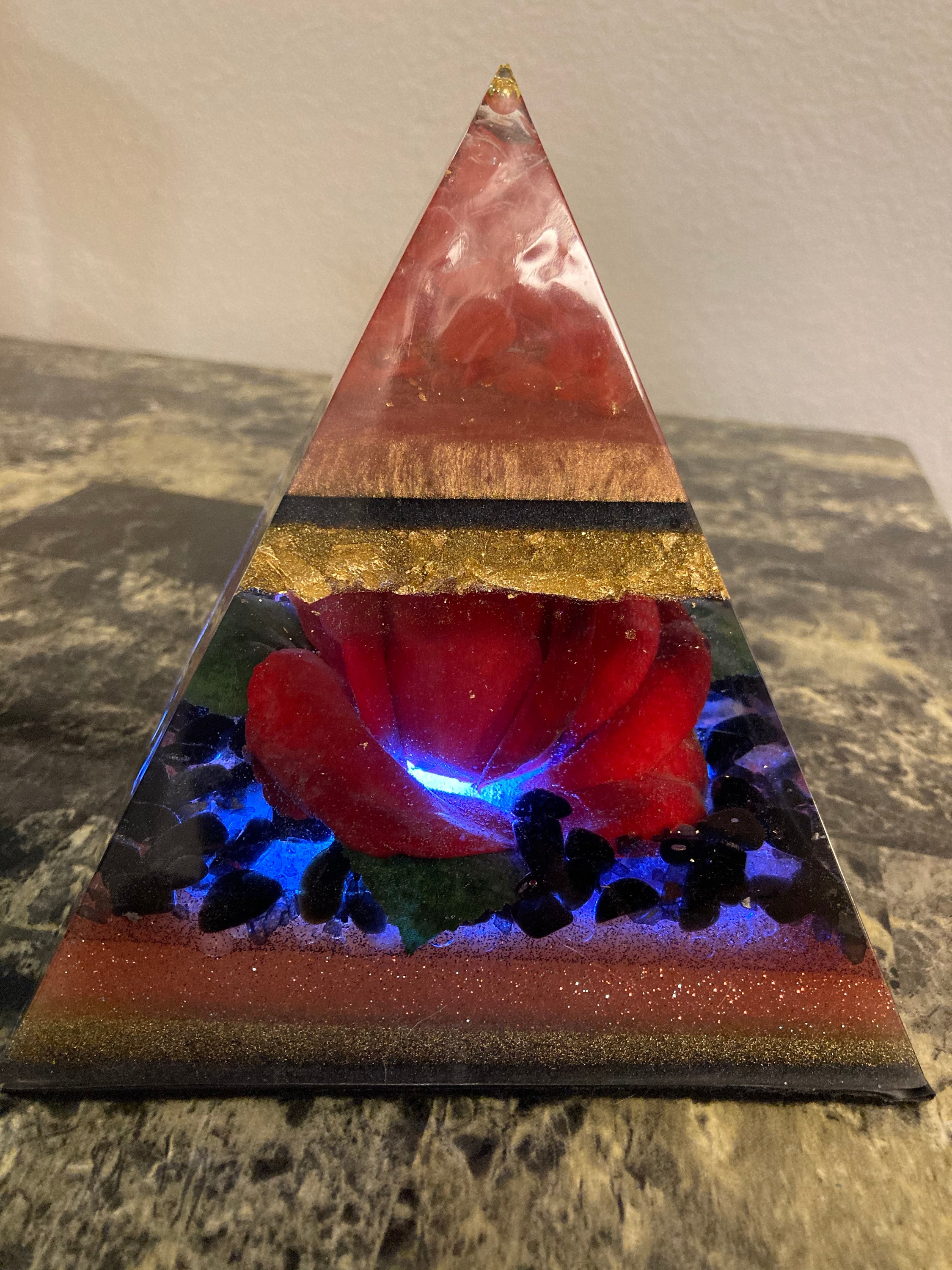 HANDMADE RESIN PYRAMID With Rose Etsy UK