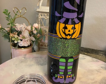 PUMPKIN WITCH HALLOWEEN Handmade Tumbler 20oz Stainless Steel w/Lid and straw