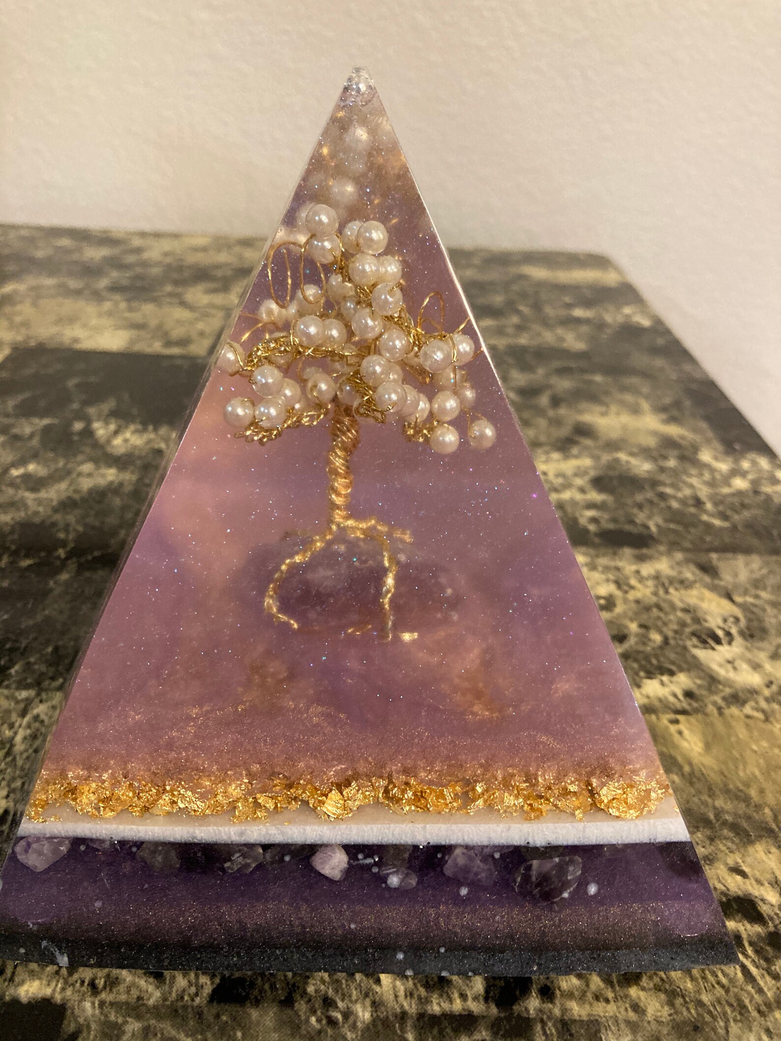 HANDMADE RESIN PYRAMID With Pearl Tree Etsy