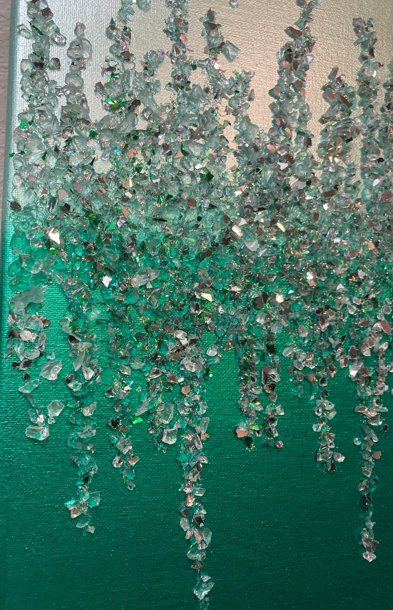 Beautiful Green Bling Acrylic Canvas Art Etsy
