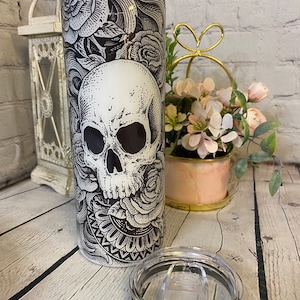 SKULL GLOW in the DARK Handmade Tumbler 20oz Stainless Steel
