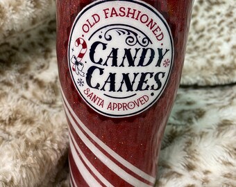 CANDY CANE Handmade Tumbler 20oz Stainless Steel w/Lid