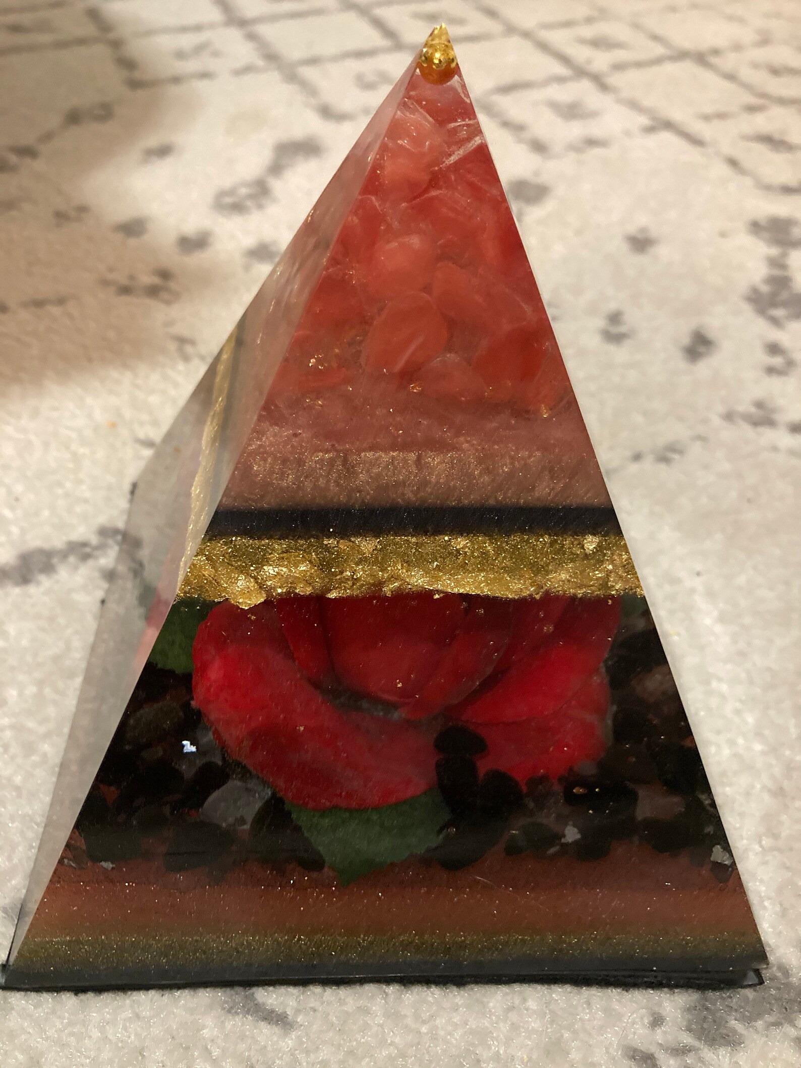HANDMADE RESIN PYRAMID With Rose Etsy UK