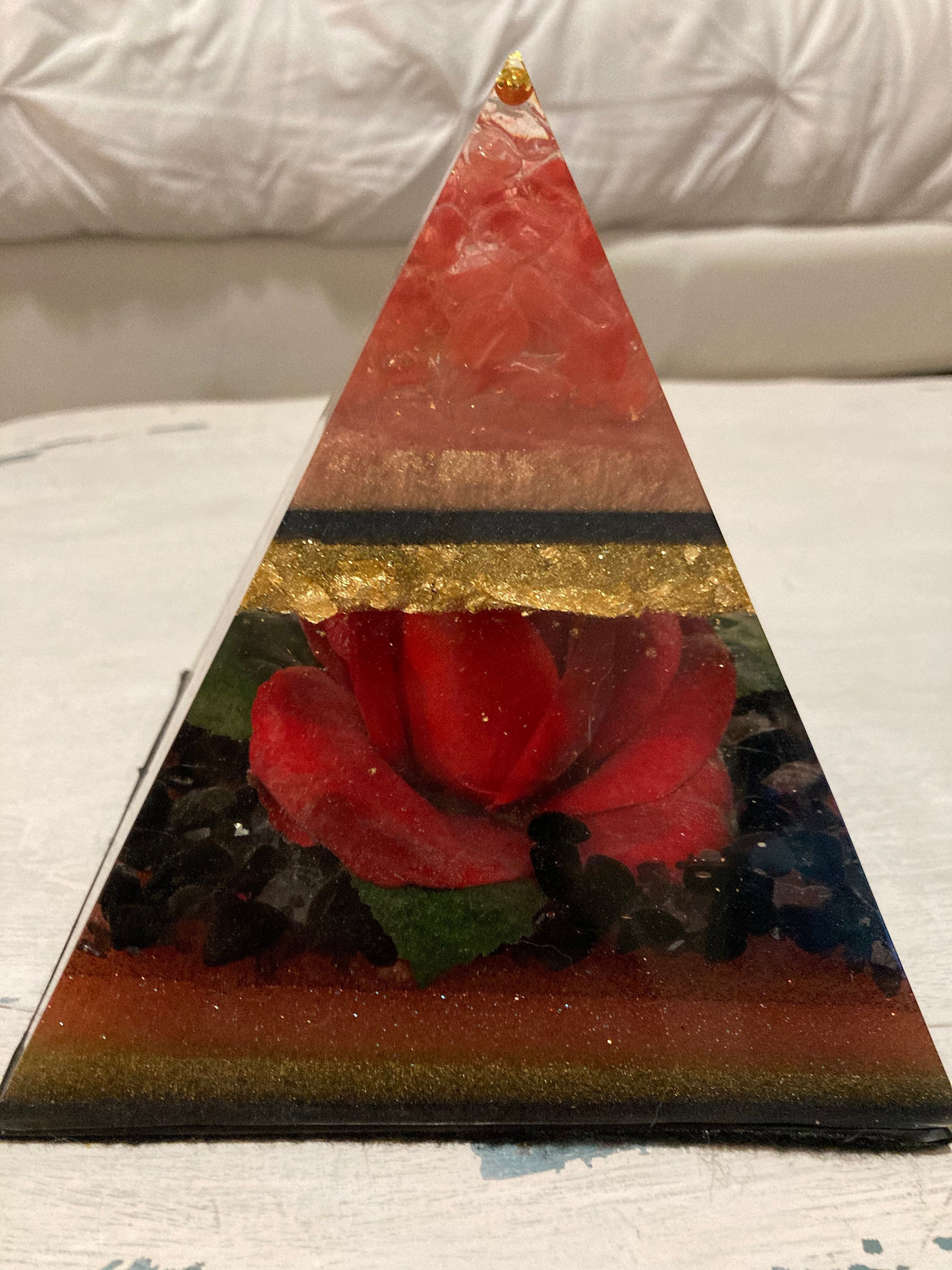 HANDMADE RESIN PYRAMID With Rose Etsy UK