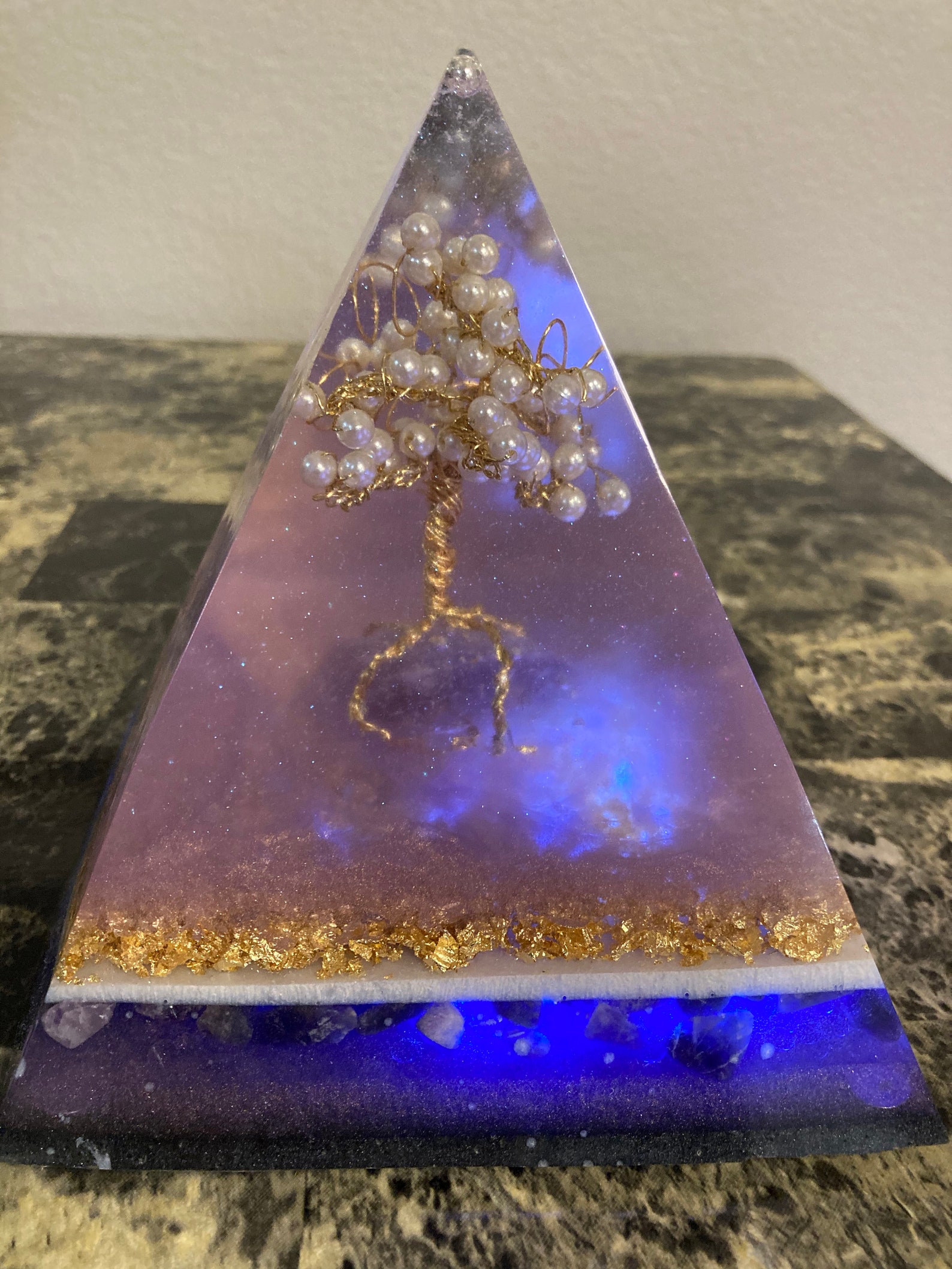 HANDMADE RESIN PYRAMID With Pearl Tree Etsy