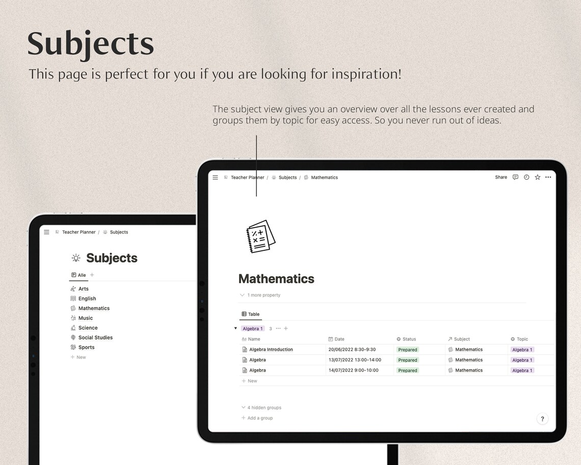 Digital Teacher Planner NOTION TEMPLATE Teacher Calendar for Lesson
