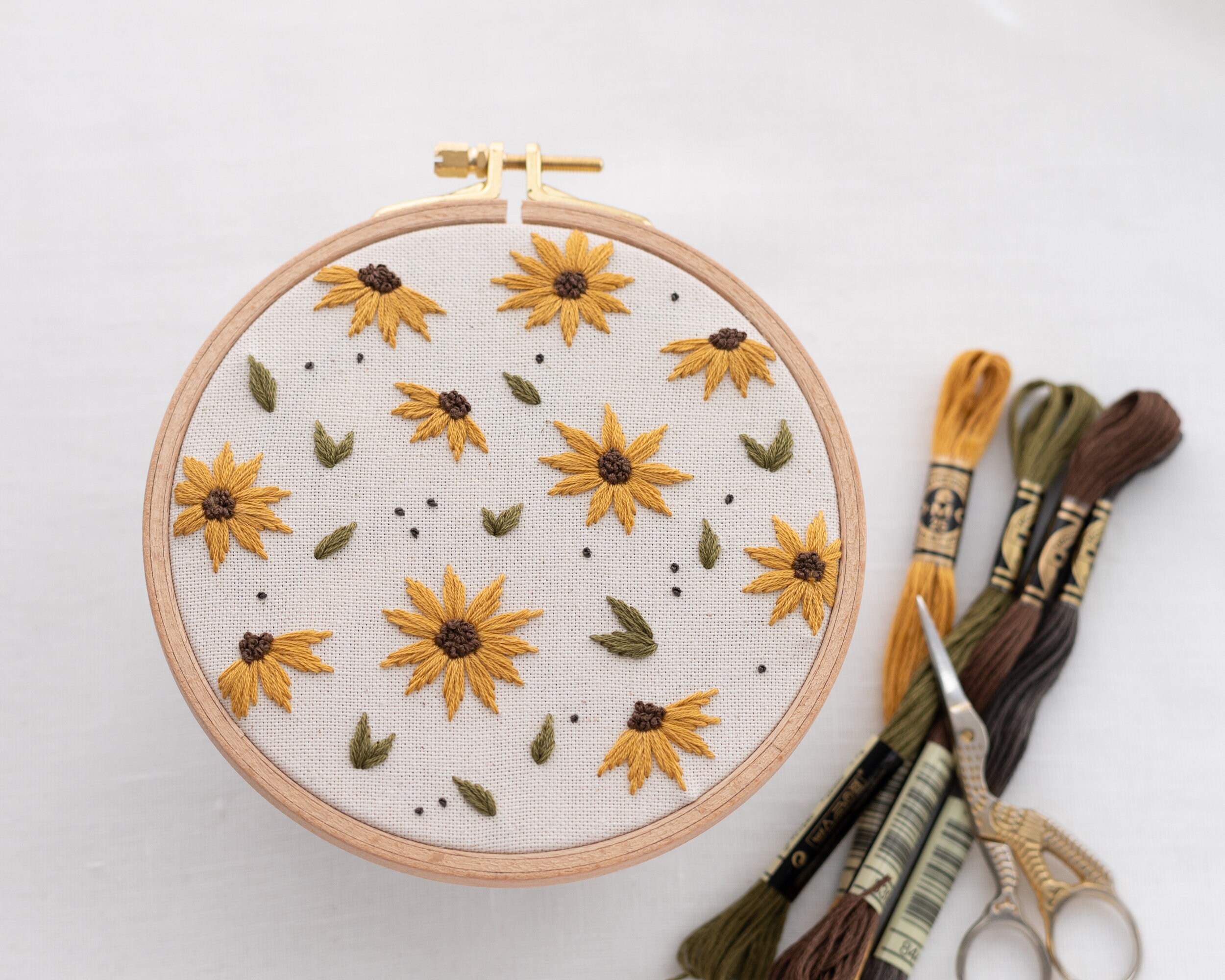 Sunflowers Hand Embroidery Pattern Modern Sunflower Embroidery