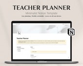 Digitaler Lehrerplaner NOTION TEMPLATE (Englisch) - Minimalistischer Lehrerkalender für Unterrichtsvorbereitung - Online Schulplaner