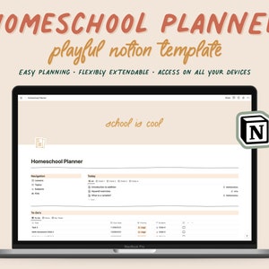 Planejador de educação domiciliar NOTION TEMPLATE - calendário digital de educação domiciliar para várias crianças - design lúdico