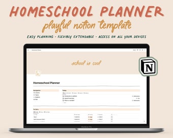 Homeschool Planner NOTION TEMPLATE - Digital Homeschooling Planner for multiple Kids - cute and playful design
