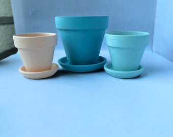 6 Inch Terracotta Planter Pots, Ceramic Clay Pottery With Chalk-Matte Finish. Terracotta Planters For Saucers With Drainage Hole