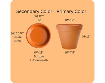 Large 12 Inch Heavy Planter Pot Set with Saucer, Mix n Match with Customizable Color Options, YOU CHOOSE, Flower Pots with Drainage Hole