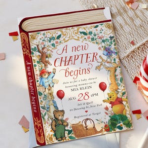 A New Chapter Begins Baby Shower Invitation | Storybook Baby Shower Invite | Book Theme Baby Shower | Printable | Digital Template Books