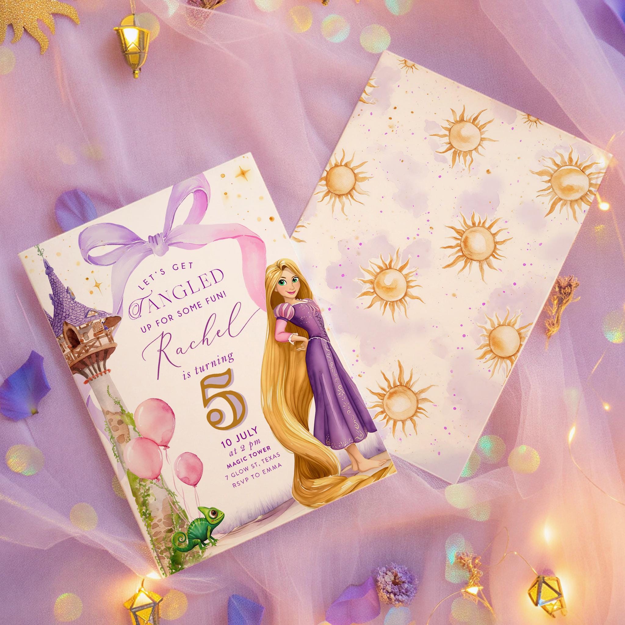 Tangled Rapunzel Birthday Invitation: Princess Party Editable Digital ...