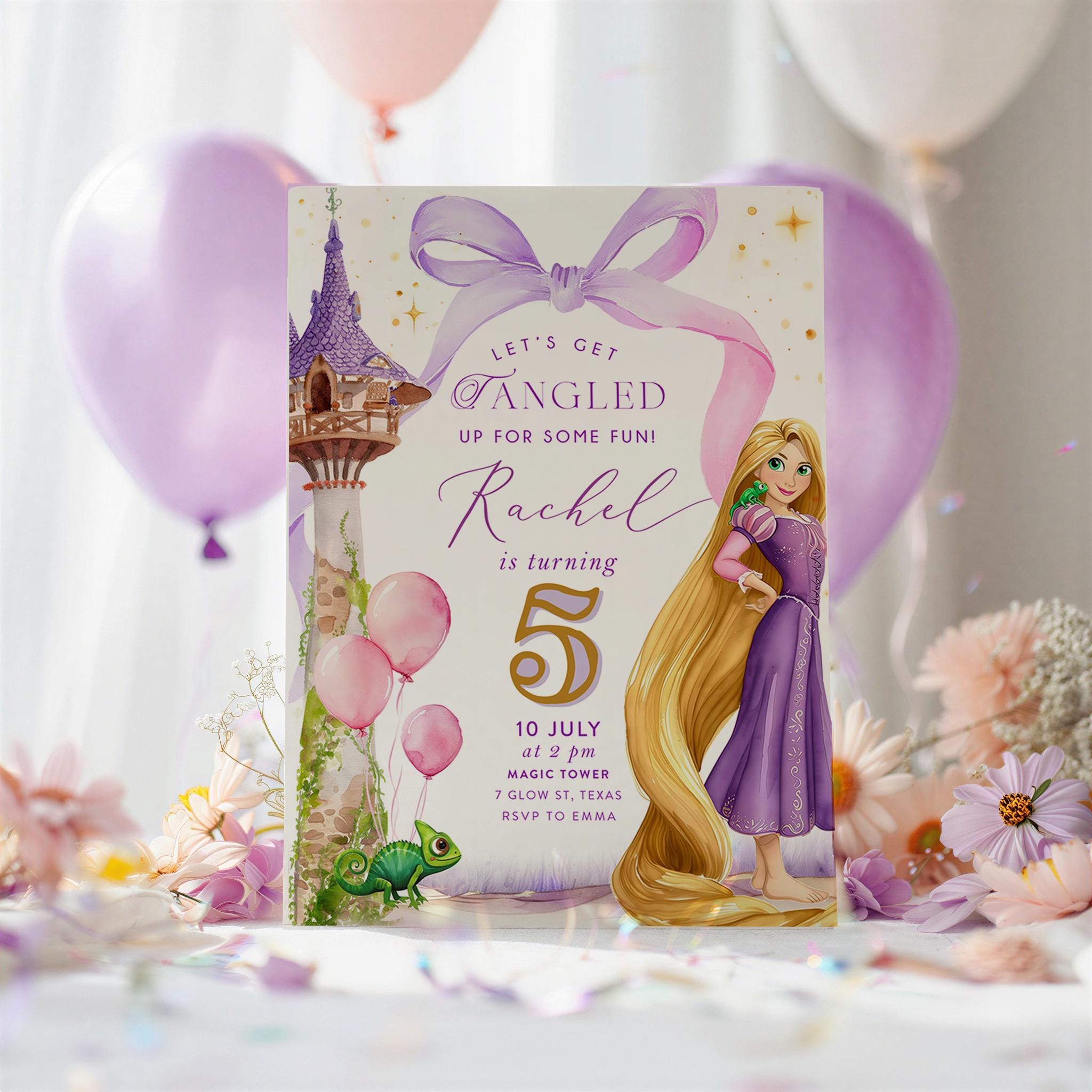 Tangled Rapunzel Birthday Invitation: Princess Party Editable Digital ...