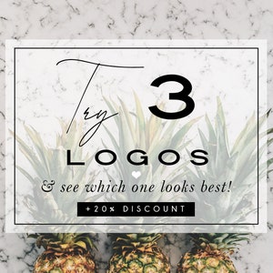 Vorgefertigtes Logo Add On: Vorschau drei verschiedene Logos, Probieren Sie es aus, bevor Sie es kaufen - Wählen Sie Ihre 3 Favoriten aus! Erhalte 20% RABATT für ein Logo