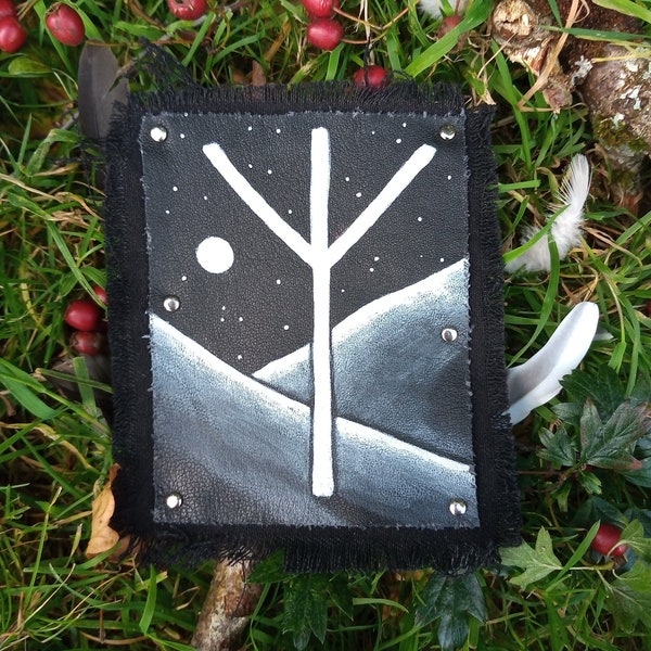 Algiz Rune PATCH hand painted - Patch for Jacket Battle Vest, Biker Goth Metalhead Punk Doom Death metal, Pagan Heathen Witchy Magic