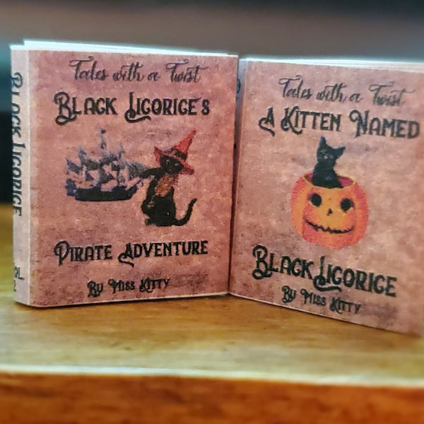 2 Black Licorice Digital Download Books Vol 1 and 2 for dollhouse or vintage halloween display