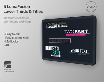 5 LumaFusion Lower Thirds for iPhone & iPad Video Editing - Pack3
