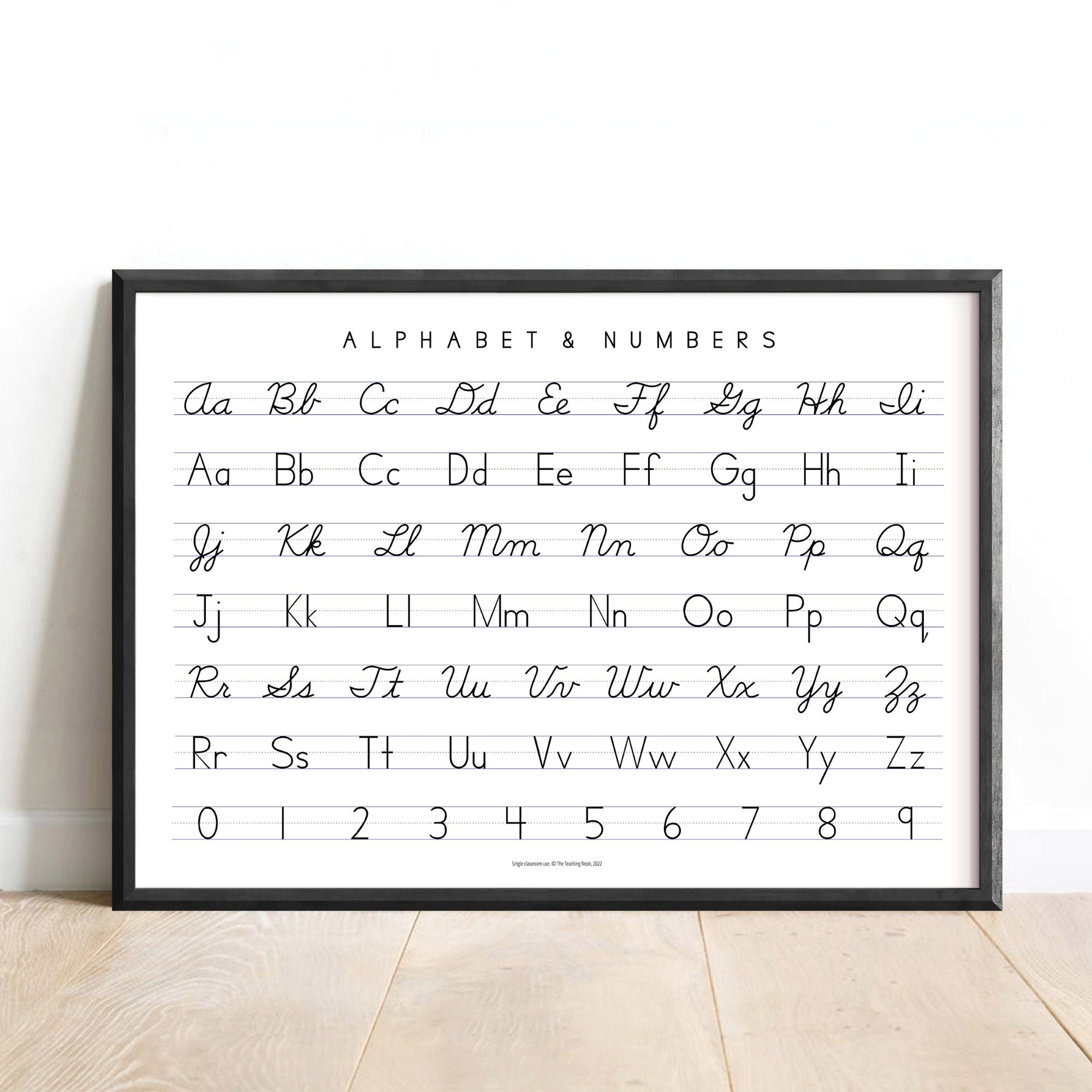 Alphabet Handwriting Poster Cursive Manuscript ABC Chart Printable  Homeschool Resources US Letter A1-A4 Writing Chart Poster Size 