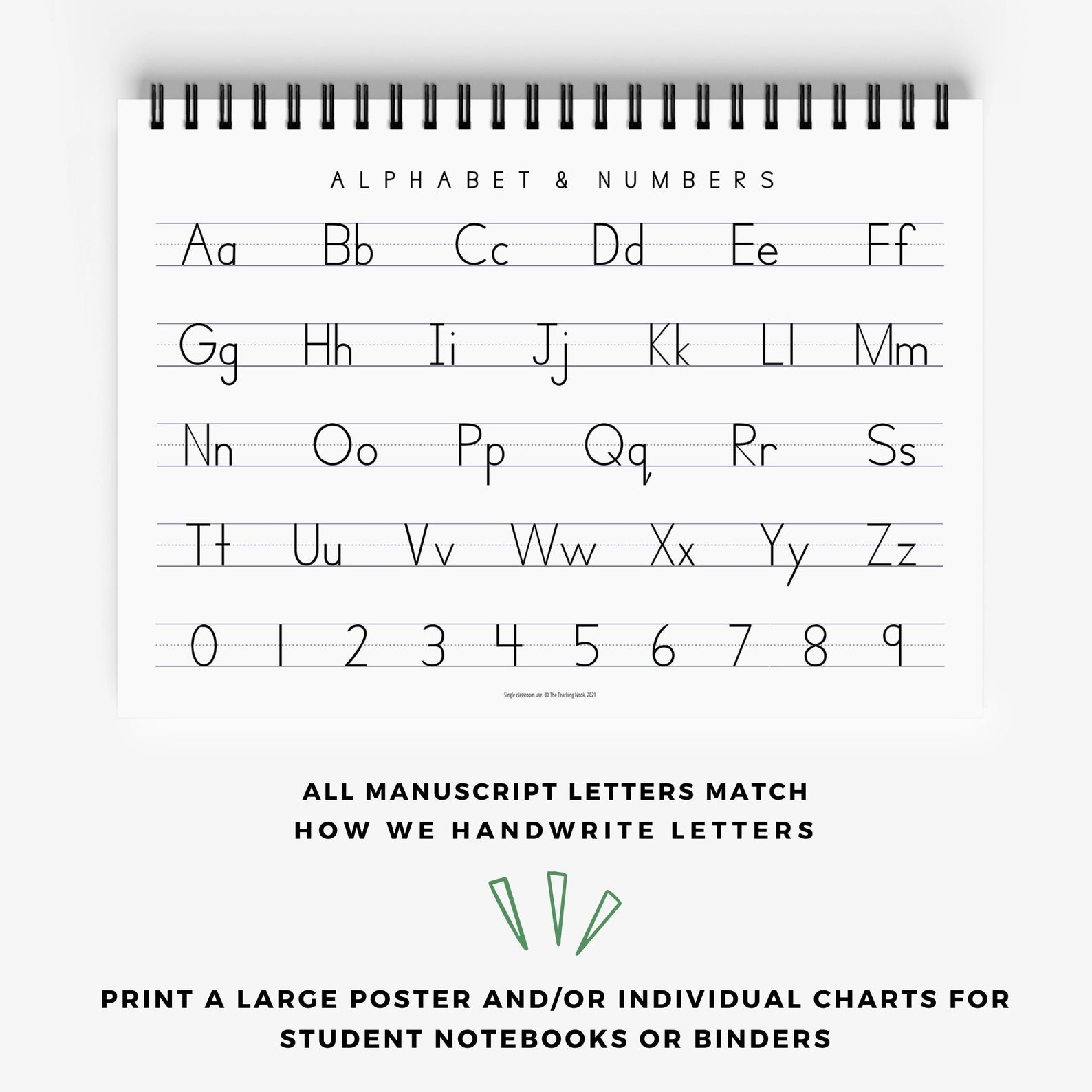 Manuscript Print Handwriting Chart | Horizontal Printable Alphabet ABC ...