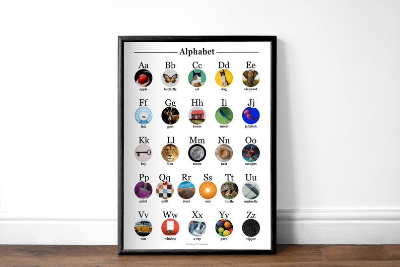 Alphabet Chart Bookface Montessori Phonics Poster Educational Resources Reading Homeschool & Kid's Room Décor PDF JPEG Printable image 1