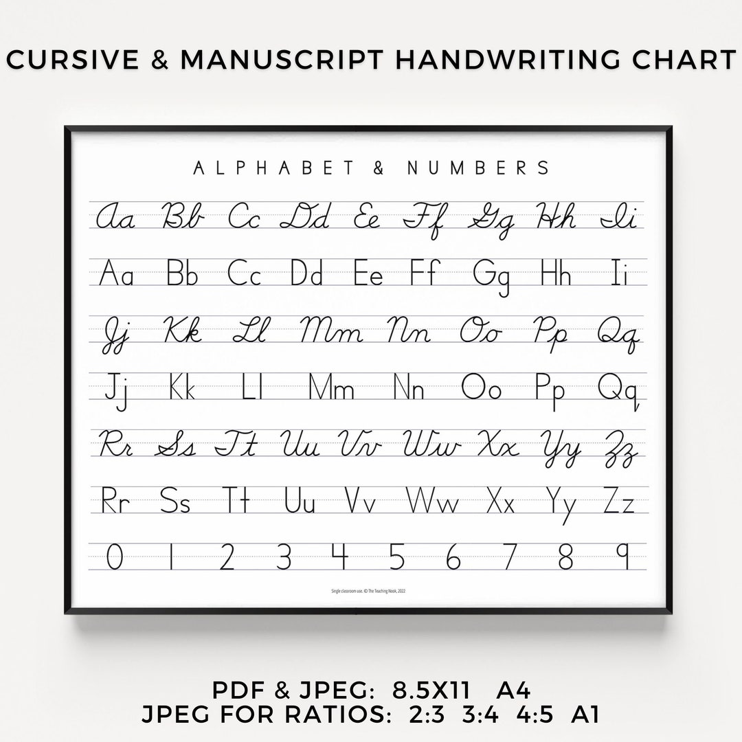 Cursive & Manuscript Print Handwriting Chart Horizontal - Etsy Canada