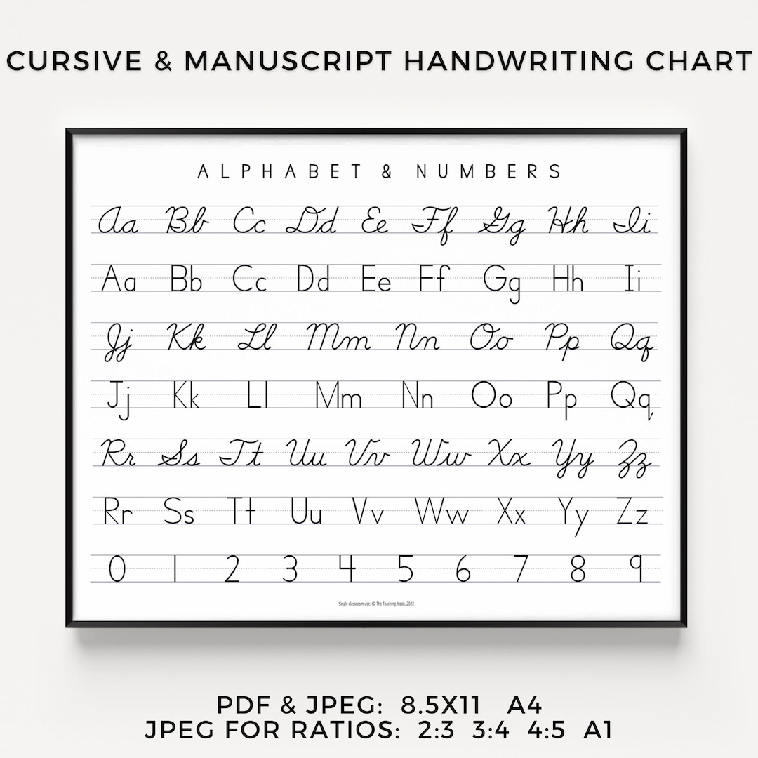 Cursive & Manuscript Print Handwriting Chart Horizontal - Etsy Canada