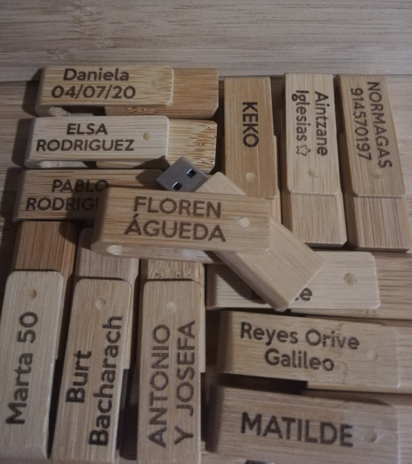 Personalized USB Memory stick 16 GB engraved Bamboo wood Etsy