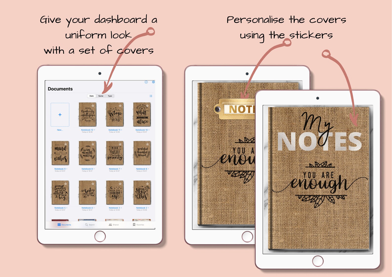 12 BURLAP MOTIVATIONAL QUOTES Digital Notebook Covers - Etsy