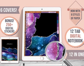 Galaxy Agate DIGITAL NOTEBOOK goodnotes, digital journal, digital tabs, digital diary goodnotes, digital diary notability, notebook tabs