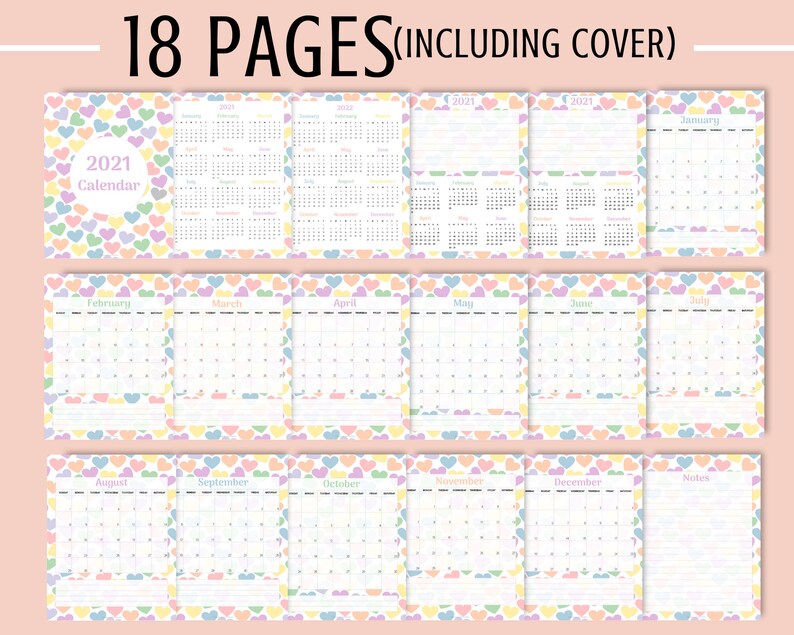 pastel rainbow 2021 printable calendar monthly printable