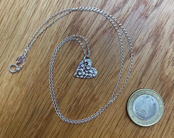 Fine Silver Heart Pendant with Flower Detail