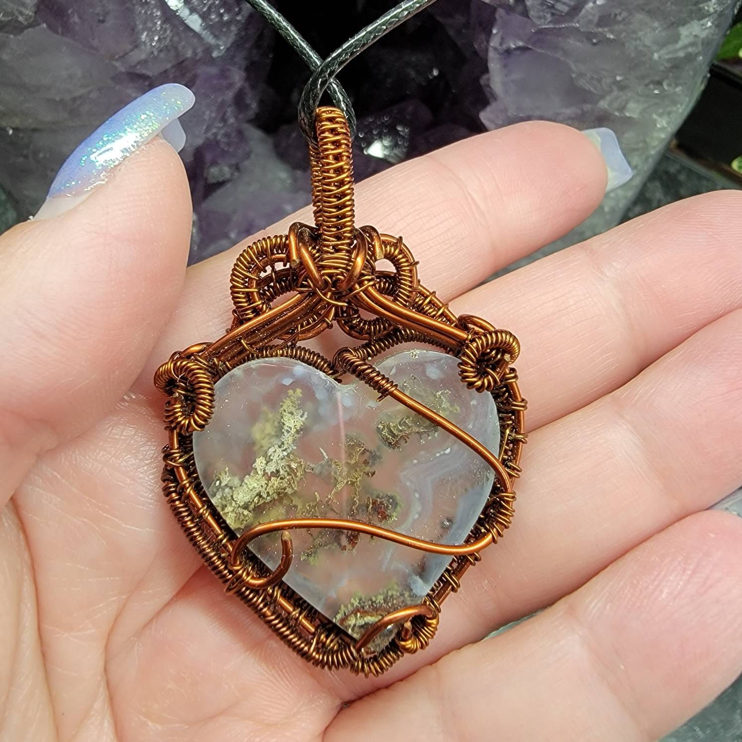 Beautiful Moss Agate Pendant / Crystal Pendants / Crystals / | Etsy